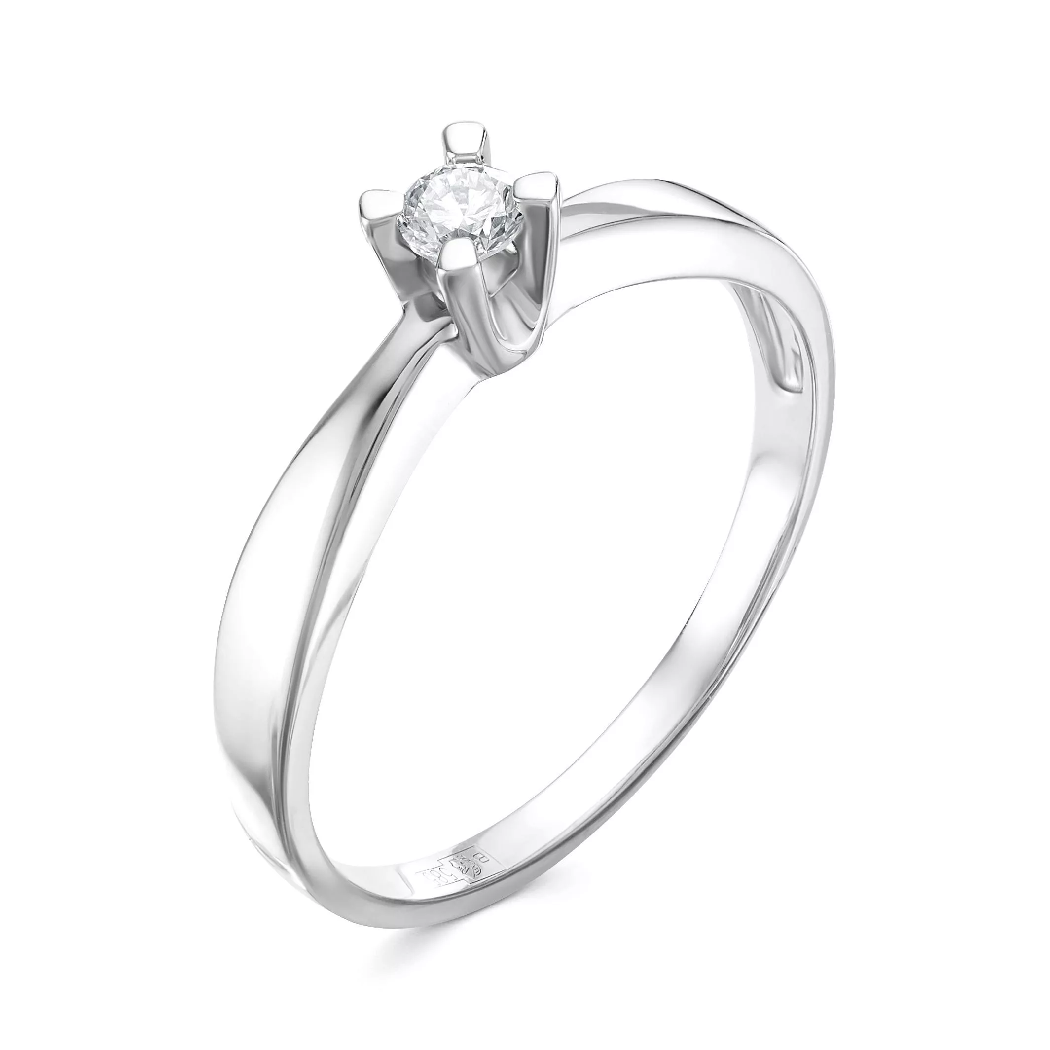 Кольцо помолвочное из белого золота с бриллиантом V16072510000_PM