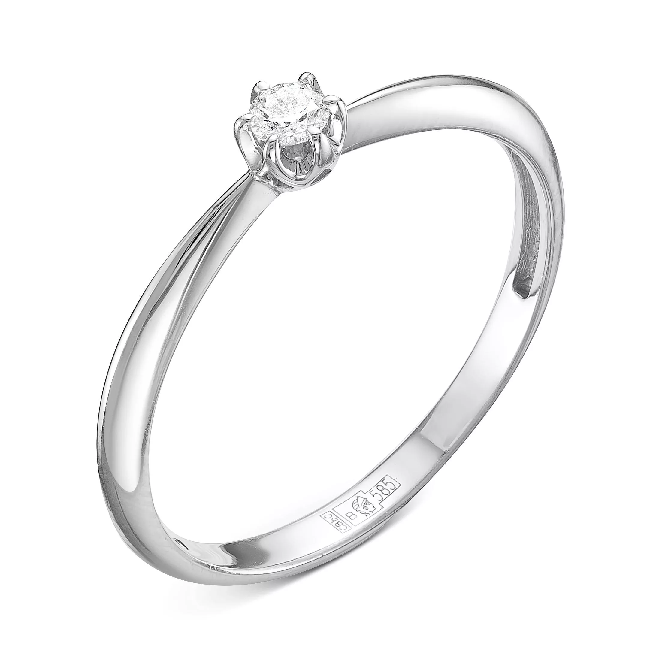 Кольцо помолвочное из белого золота с бриллиантом