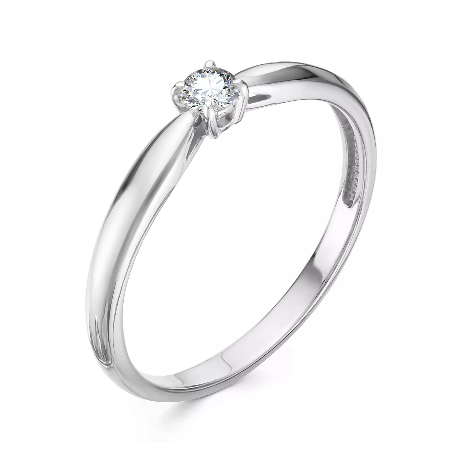 Помолвочное кольцо из белого золота с бриллиантом