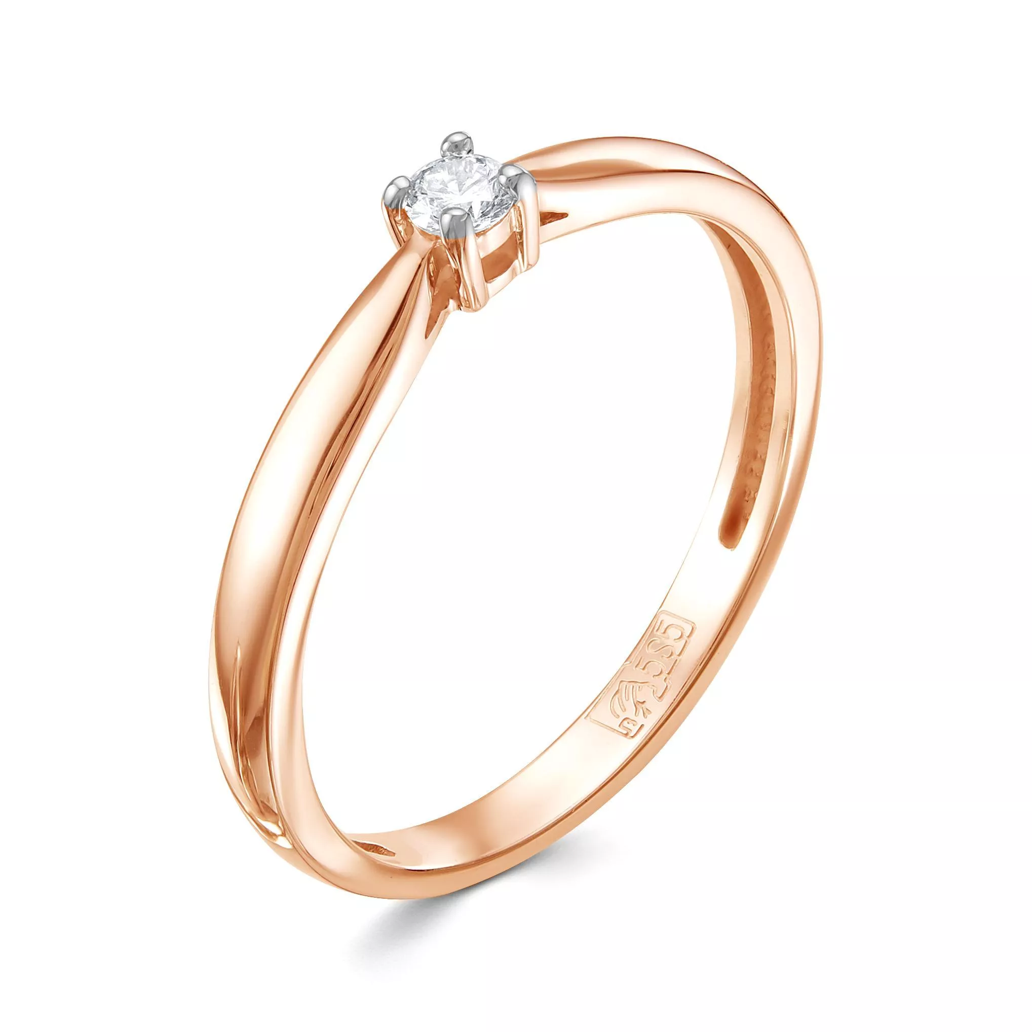 Кольцо помолвочное из красного золота с бриллиантом V12751510000_PM