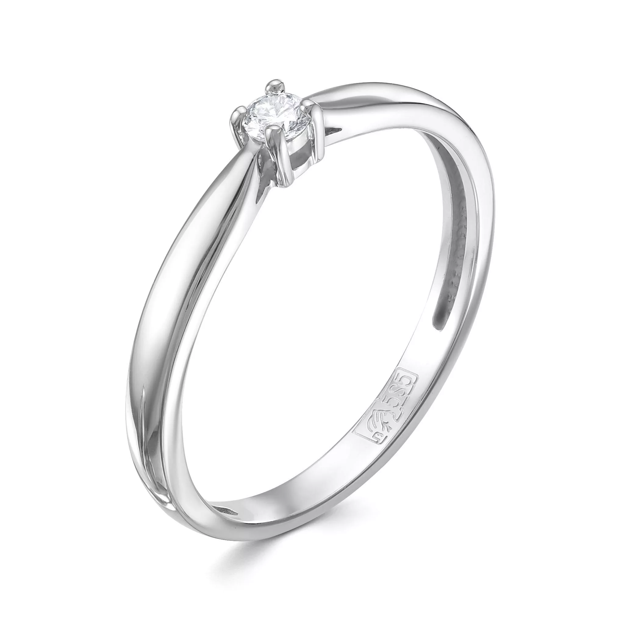 Кольцо помолвочное из белого золота с бриллиантом