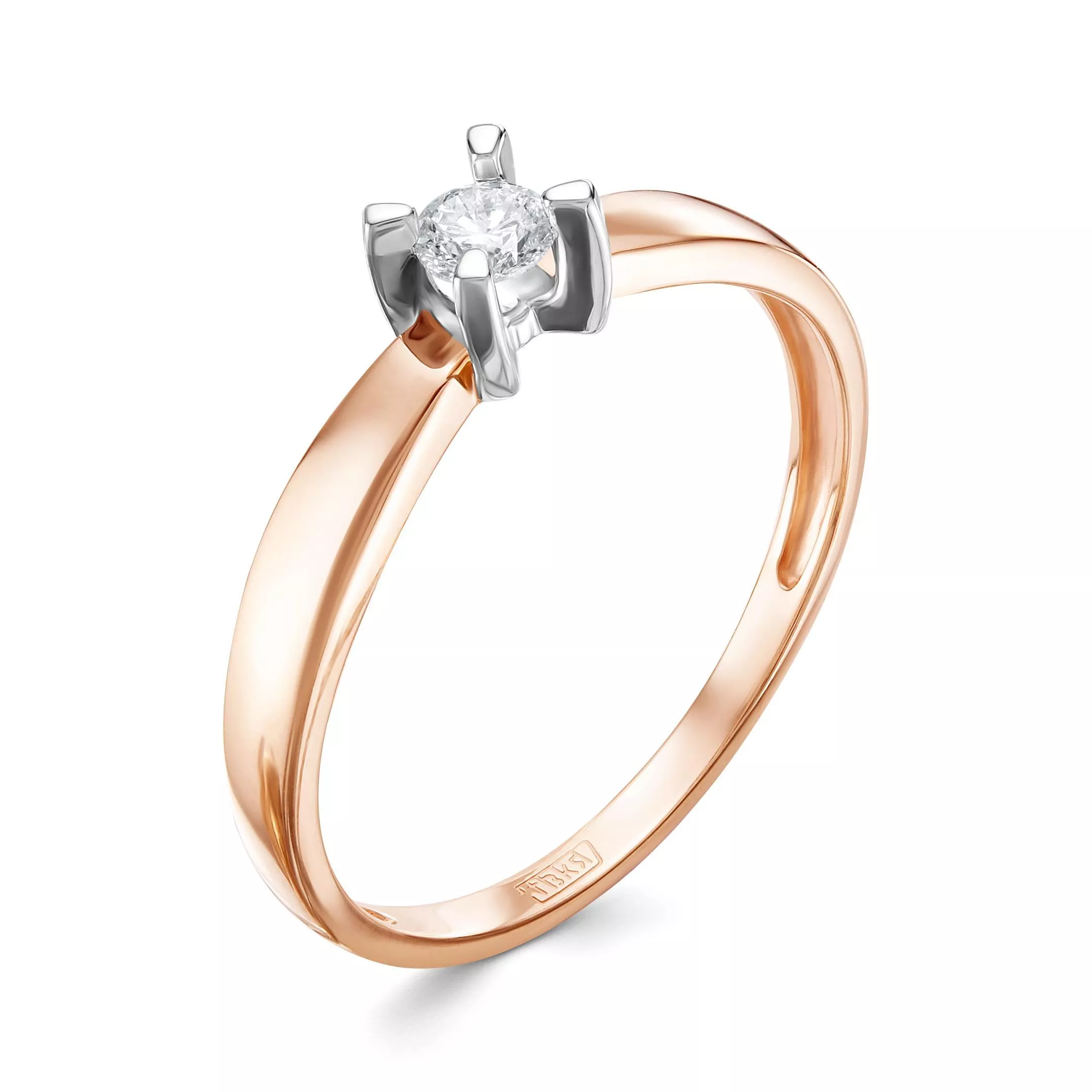 Кольцо помолвочное из красного золота с бриллиантом V16101510000_PM