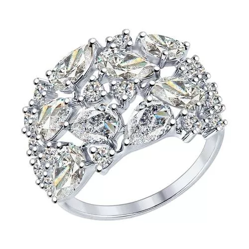 Кольцо из серебра с фианитами