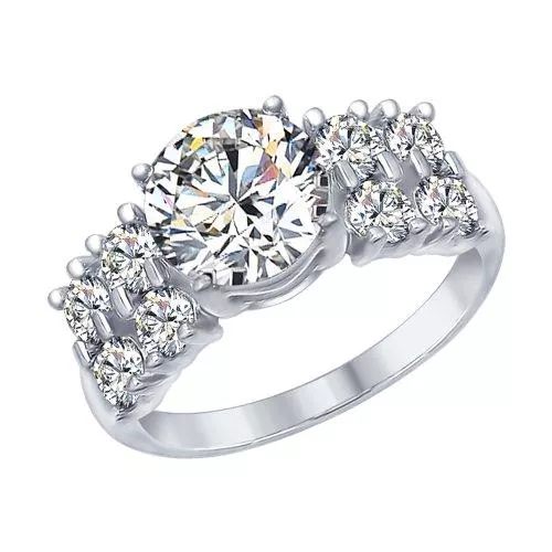 Кольцо из серебра с фианитами