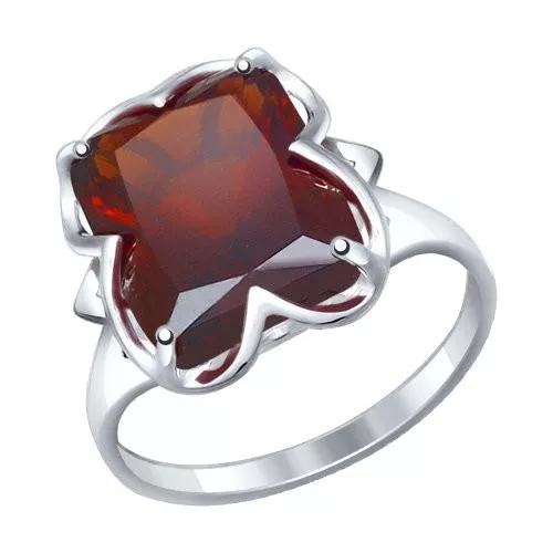 Кольцо из серебра с красным ситаллом
