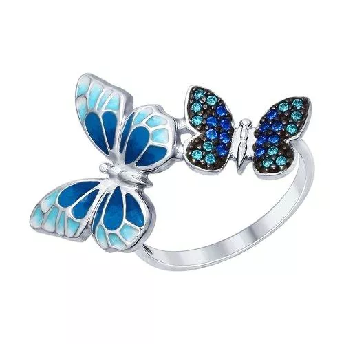 Серебряное кольцо «Бабочки»