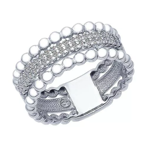 Кольцо из серебра с фианитами