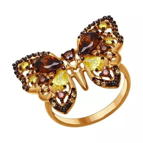 Кольцо «Бабочка» с фианитами