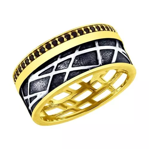 Кольцо из золочёного серебра с фианитами