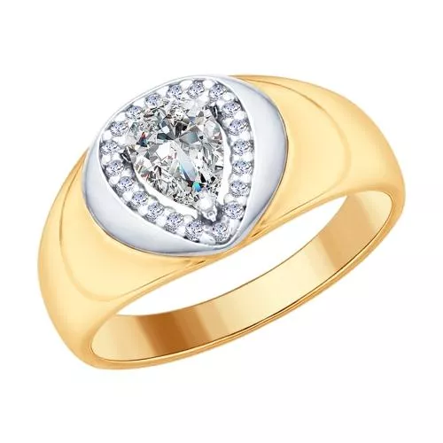 Кольцо из золочёного серебра с фианитами