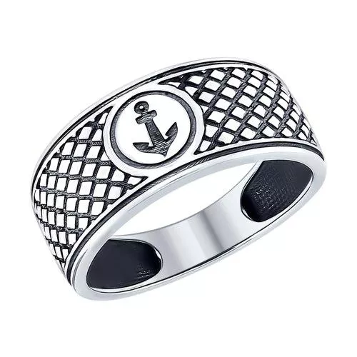 Кольцо из серебра «Якорь»