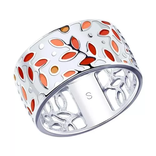 Кольцо из серебра с эмалью и фианитами