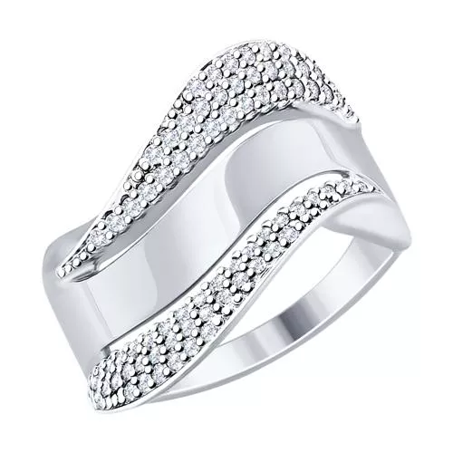 Кольцо из серебра с фианитами