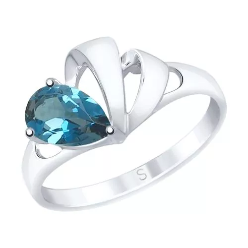 Кольцо из серебра с синим топазом