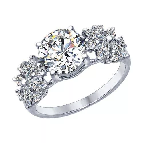 Кольцо из серебра с фианитами