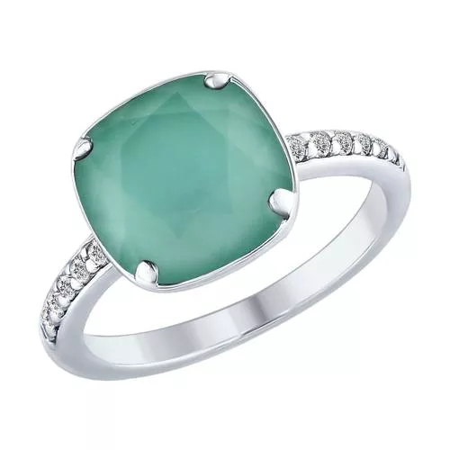 Кольцо из серебра с кристаллом Swarovski и фианитами