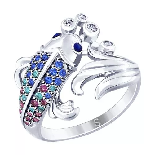 Серебряное кольцо «Рыбка»