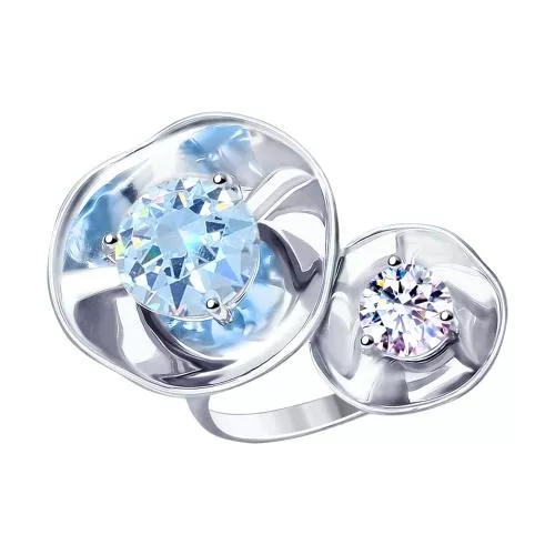 Кольцо из серебра с фианитами