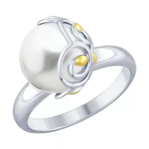 Кольцо из золочёного серебра с жемчугом