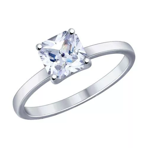 Помолвочное кольцо из серебра с фианитом