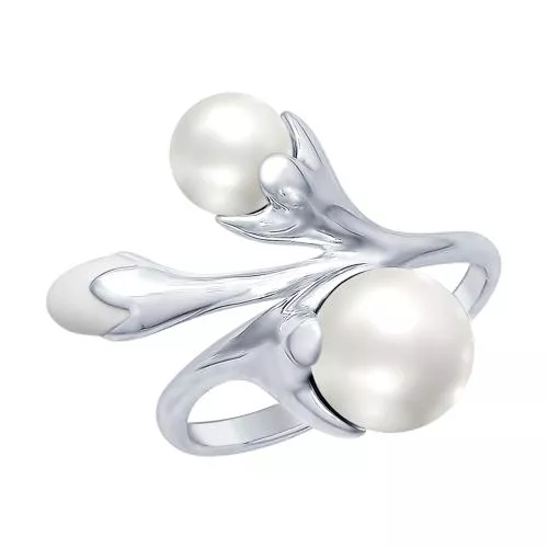 Кольцо из серебра с эмалью и жемчугом