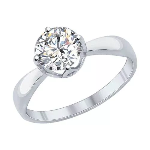 Помолвочное кольцо из серебра с фианитом