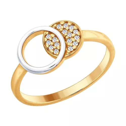 Кольцо из золочёного серебра с фианитами