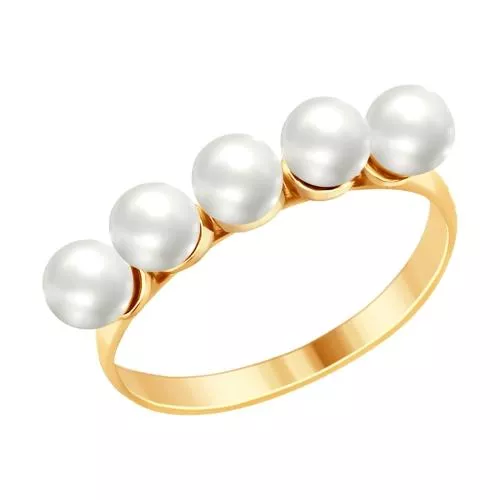 Кольцо из золочёного серебра с жемчугом