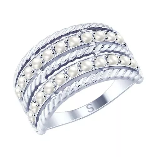 Кольцо из серебра с жемчугом Swarovski