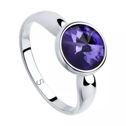 Кольцо из серебра с сиреневым кристаллом Swarovski