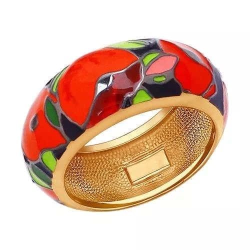 Кольцо из золочёного серебра с эмалью