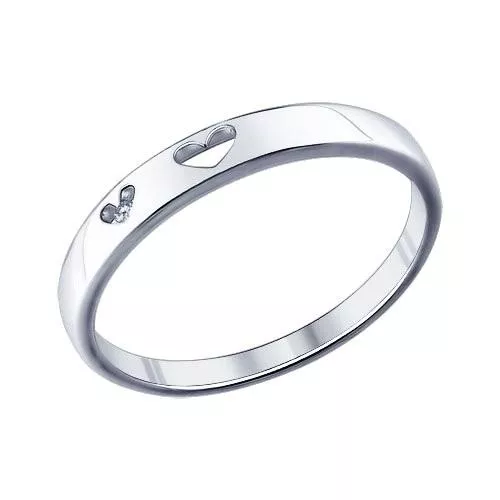 Помолвочное кольцо из серебра с фианитом