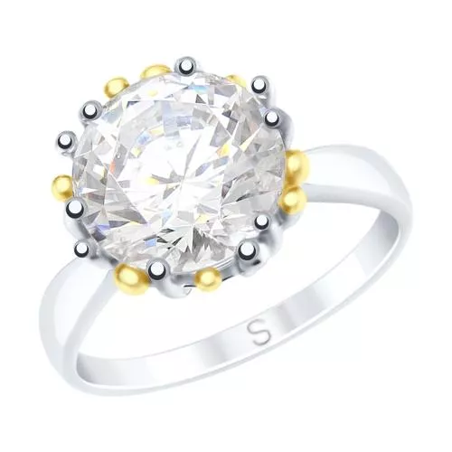 Кольцо из серебра с горным хрусталем и золочением