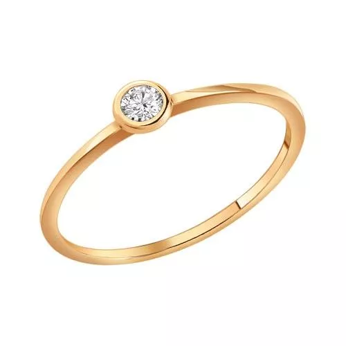 Тонкое помолвочное колечко из золочёного серебра