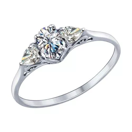 Кольцо из серебра с фианитами