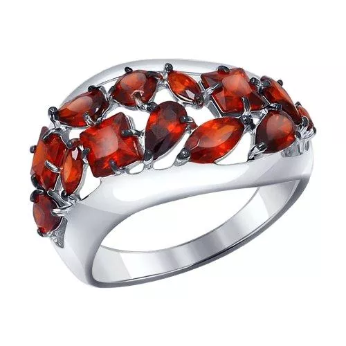 Кольцо из серебра с гранатами