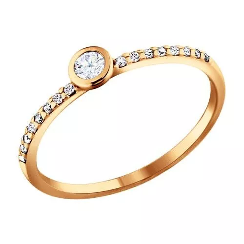 Серебряное золоченое кольцо с фианитами