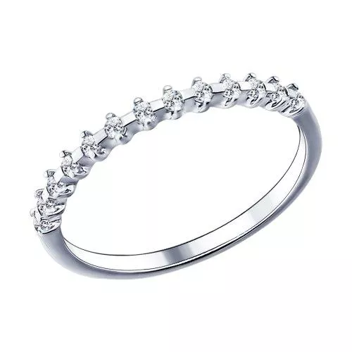 Тонкое кольцо из серебра с фианитами