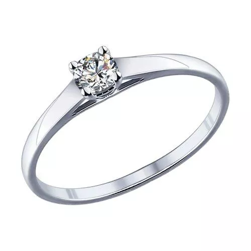 Помолвочное кольцо из серебра с фианитом