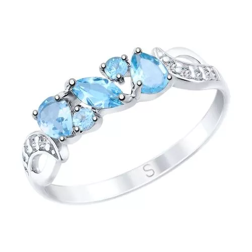 Кольцо из серебра с топазами и фианитами