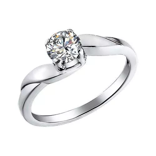 Кольцо для помолвки из родированного серебра