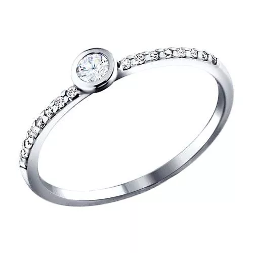 Помолвочное кольцо из серебра с фианитами