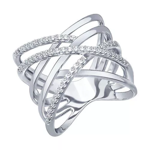 Кольцо из серебра с фианитами