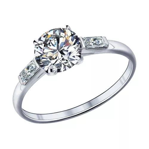 Помолвочное кольцо из серебра с фианитами