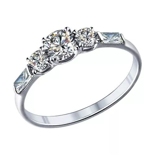 Помолвочное кольцо из серебра с фианитами