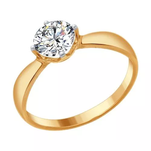 Кольцо из золочёного серебра со Swarovski Zirconia