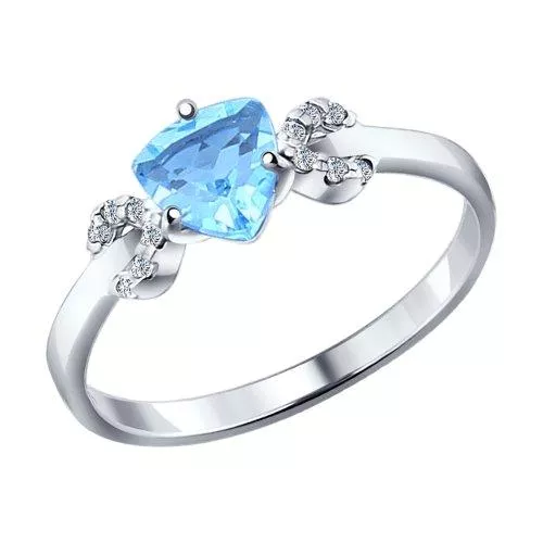 Кольцо из серебра с топазом и фианитами