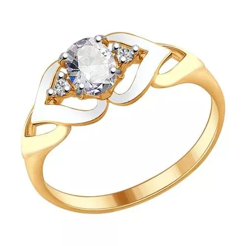 Кольцо из золочёного серебра с фианитами