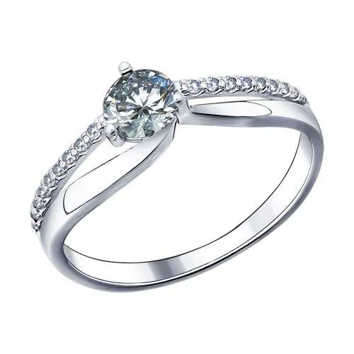 Кольцо из серебра с фианитами