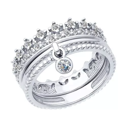 Кольцо из серебра с фианитами